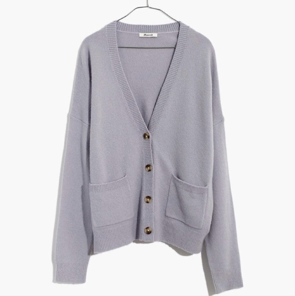 Madewell short kent ex-boyfriend cardigan sweater - Heather Shadow